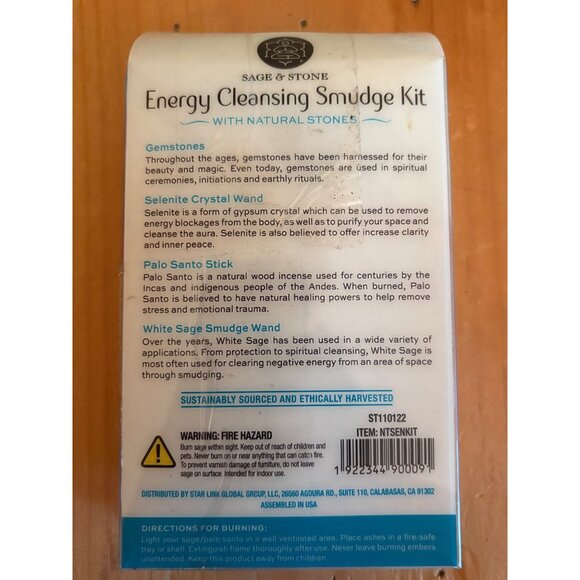 Sage & Stone Energy Cleansing Smudge Kit With Natural Stones - Picture 4 of 9